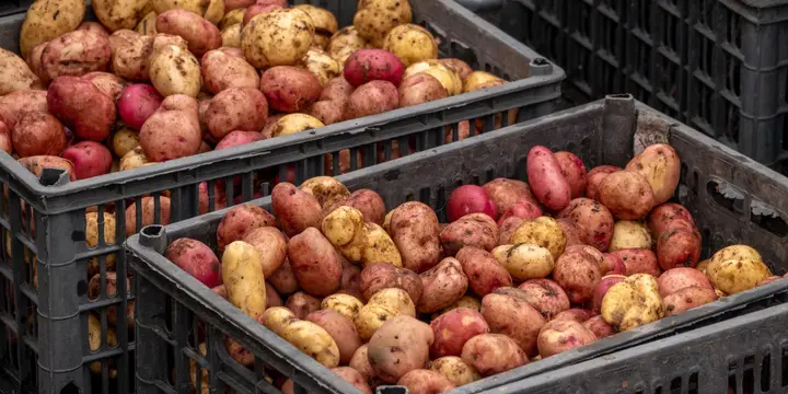 Клубни молодого картофеля, крупный план